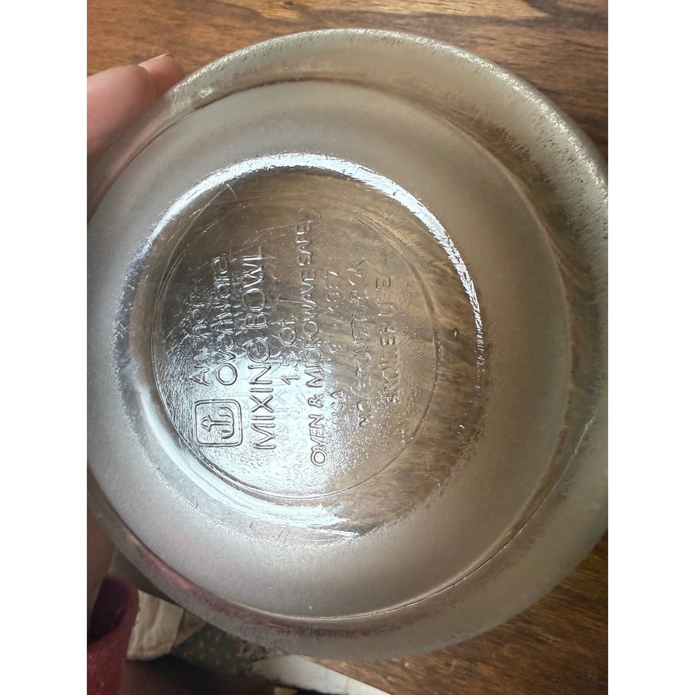 Anchor Hocking Glass Mixing Bowl with Lid 1.5 Qt Ovenware Clear Ribbed Vintage - Picture 5 of 5